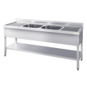 Plonge inox 2 bacs - 1800 x 700 mm égouttoir droite et gauche ECO / GOLDINOX 