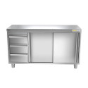 Meuble bas inox 1400 x 600 mm avec 3 tiroirs gauche ECO / GOLDINOX