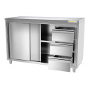 Meuble bas inox 1600 x 600 mm avec 3 tiroirs droit ECO / GOLDINOX