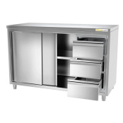 Meuble bas inox 2000 x 700 mm avec 3 tiroirs droit ECO / GOLDINOX