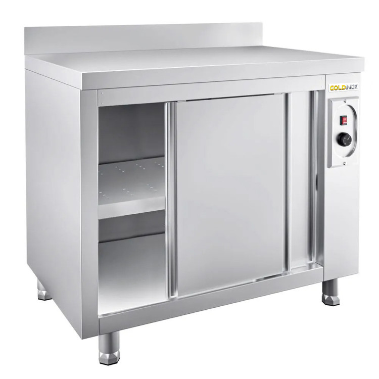 Meuble bas inox chauffant 1200 x 600 mm adossée ECO / GOLDINOX