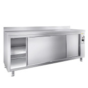 Meuble bas inox chauffant 1800 x 600 mm adossée ECO / GOLDINOX