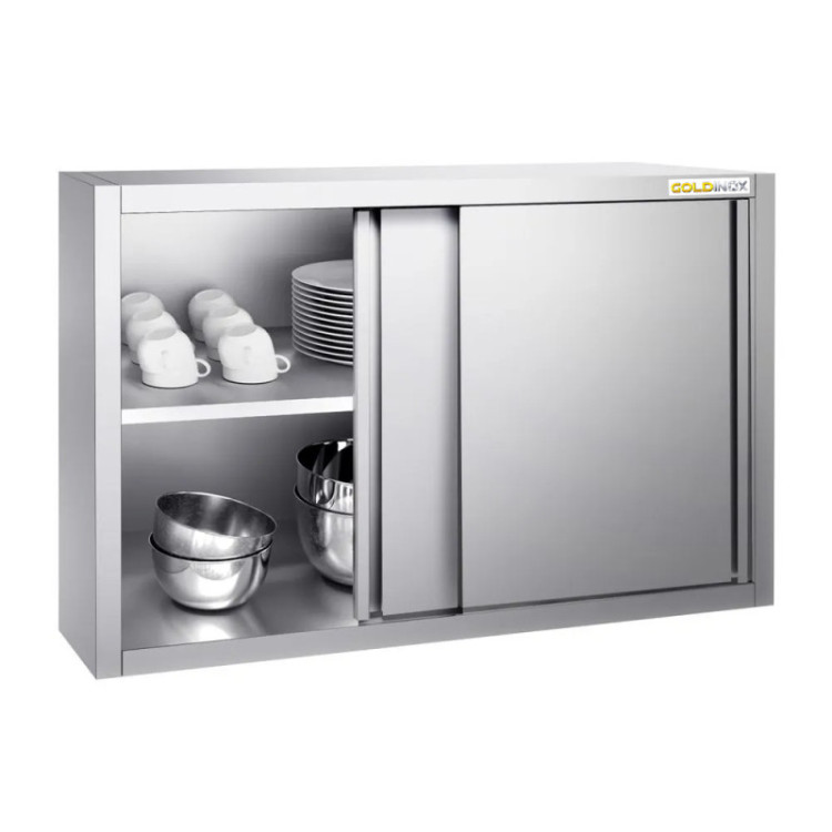 Placard mural inox 1000x400 mm - Hauteur 800 mm avec portes coulissantes IDEAL - GOLDINOX