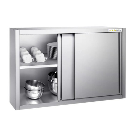 Placard mural inox 1200x400 mm - Hauteur 800 mm avec portes coulissantes PREMIUM - GOLDINOX