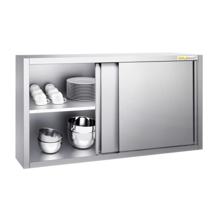 Placard mural inox 1400x400 mm - Hauteur 800 mm avec portes coulissantes IDEAL - GOLDINOX