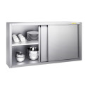 Placard mural inox 1400x400 mm - Hauteur 800 mm avec portes coulissantes PREMIUM - GOLDINOX