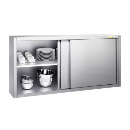 Placard mural inox 2000x400 mm - Hauteur 800 mm avec portes coulissantes IDEAL - GOLDINOX