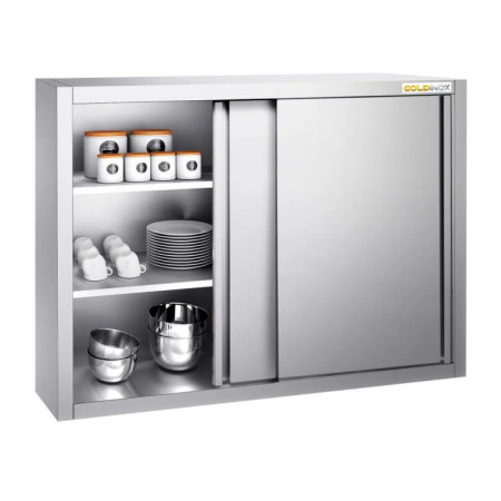 Placard mural inox 1000x400 mm - Hauteur 1000 mm avec portes coulissantes IDEAL - GOLDINOX