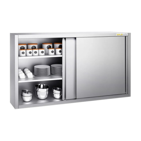Placard mural inox 1600x400 mm - Hauteur 1000 mm avec portes coulissantes IDEAL - GOLDINOX