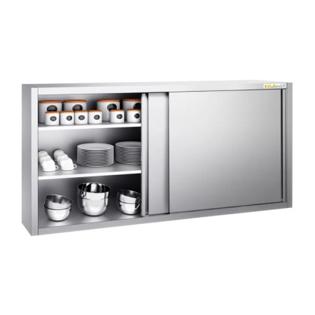 Placard mural inox 1800x400 mm - Hauteur 1000 mm avec portes coulissantes IDEAL - GOLDINOX