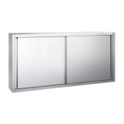 Placard mural inox 1800x400 mm - Hauteur 1000 mm avec portes coulissantes PREMIUM - GOLDINOX