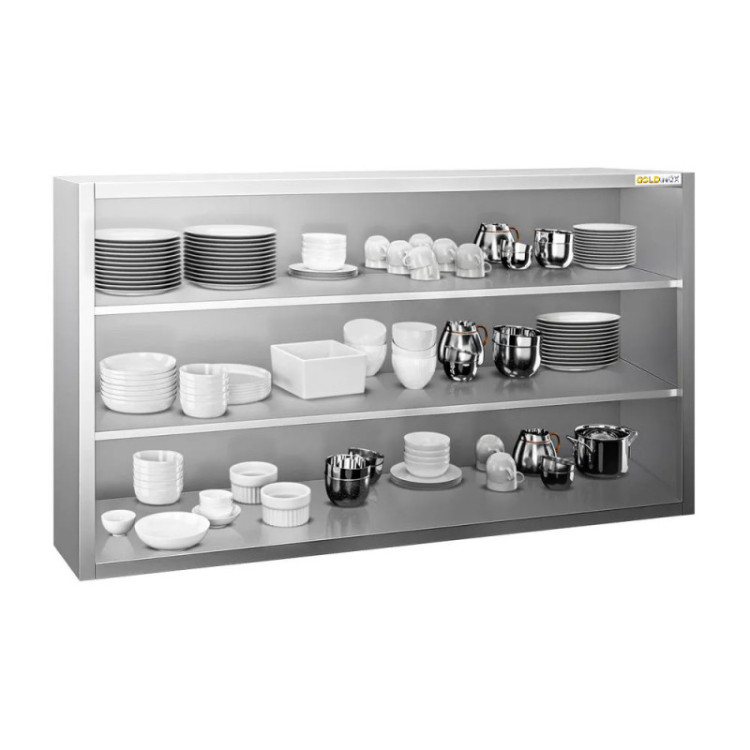 Placard mural inox 1400x400 mm - Hauteur 1000 mm ouvert IDEAL - GOLDINOX