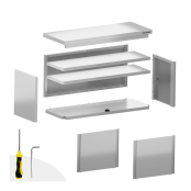 Placard mural inox 1600x400 mm - Hauteur 1000 mm ouvert IDEAL - GOLDINOX