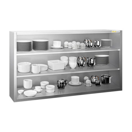 Placard mural inox 1600x400 mm - Hauteur 1000 mm ouvert PREMIUM - GOLDINOX
