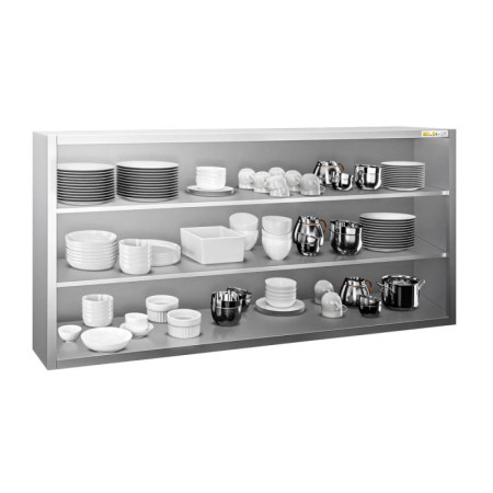 Placard mural inox 2000x400 mm - Hauteur 1000 mm ouvert IDEAL - GOLDINOX