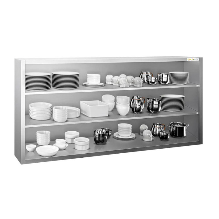 Placard mural inox 2000x400 mm - Hauteur 1000 mm ouvert PREMIUM - GOLDINOX