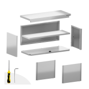 Placard mural inox 1400 x 400 mm / Hauteur 650 mm avec portes coulissantes PREMIUM / GOLDINOX