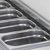 Vitrine à ingrédients réfrigérée 1200x395mm (4x GN1/3) avec couvercle inox PREMIUM - GOLDINOX