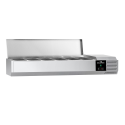 Vitrine à ingrédients réfrigérée 1400x395mm (6x GN1/3) avec couvercle inox PREMIUM - GOLDINOX