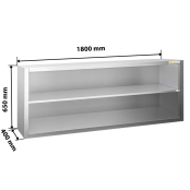 Placard mural inox 1800x400 mm - Hauteur 650 mm ouvert PREMIUM - GOLDINOX