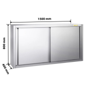 Placard mural inox 1500x400 mm - Hauteur 800 mm avec portes coulissantes IDEAL - GOLDINOX Placard mural inox 1500x400 mm - Hauteur 800 mm avec portes coulissantes IDEAL - GOLDINOX