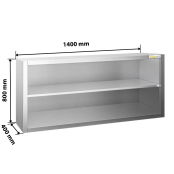 Placard mural inox 1400x400 mm - Hauteur 800 mm ouvert IDEAL - GOLDINOX