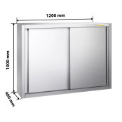 Placard mural inox 1200x400 mm - Hauteur 1000 mm avec portes coulissantes PREMIUM - GOLDINOX