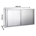 Placard mural inox 1400x400 mm - Hauteur 1000 mm avec portes coulissantes PREMIUM - GOLDINOX