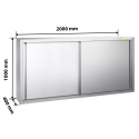 Placard mural inox 2000x400 mm - Hauteur 1000 mm avec portes coulissantes IDEAL - GOLDINOX