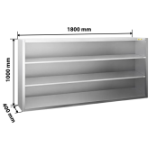 Placard mural inox 1800x400 mm - Hauteur 1000 mm ouvert PREMIUM - GOLDINOX