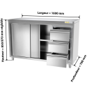 Meuble bas inox 1600 x 700 mm avec 3 tiroirs droit ECO / GOLDINOX