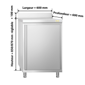 Meuble bas inox 600 x 600 mm adossée PREMIUM / GOLDINOX