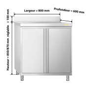 Meuble bas inox 800 x 600 mm adossée PREMIUM / GOLDINOX