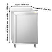 Meuble bas inox 600 x 700 mm adossée PREMIUM / GOLDINOX