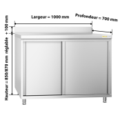 Meuble bas inox 1000 x 700 mm adossée PREMIUM / GOLDINOX