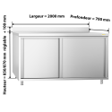 Meuble bas inox 2000 x 700 mm adossée PREMIUM / GOLDINOX