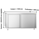 Meuble bas inox 1500 x 800 mm PREMIUM / GOLDINOX