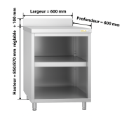 Meuble bas inox 600 x 600 mm adossée PREMIUM / GOLDINOX Meuble bas inox 600 x 600 mm adossée PREMIUM / GOLDINOX