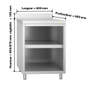 Meuble bas inox 600 x 600 mm adossée PREMIUM / GOLDINOX