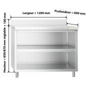 Meuble bas inox 1200 x 600 mm adossé PREMIUM / GOLDINOX