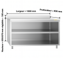 Meuble bas inox 1800 x 800 mm adossée / GOLDINOX
