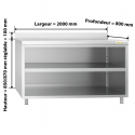 Meuble bas inox 2000 x 800 mm adossée / GOLDINOX
