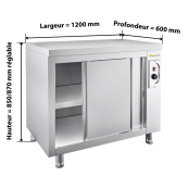 Meuble bas inox chauffant 1200 x 600 mm ECO / GOLDINOX