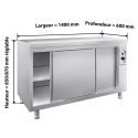 Meuble bas inox chauffant 1400 x 600 mm PREMIUM / GOLDINOX