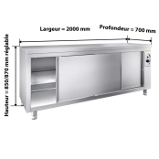 Meuble bas inox chauffant 2000 x 700 mm PREMIUM / GOLDINOX