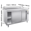 Meuble bas inox chauffant 1600 x 700 mm adossée PREMIUM / GOLDINOX