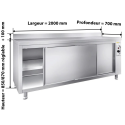 Meuble bas inox chauffant 2000 x 700 mm adossée ECO / GOLDINOX
