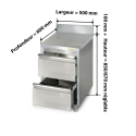 Meuble bas inox 500 x 600 mm adossée avec 2 tiroirs PREMIUM / GOLDINOX