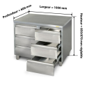 Meuble bas inox 1000 x 600 mm avec 6 tiroirs PREMIUM / GOLDINOX