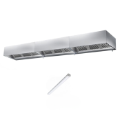 Hotte caisson sans moteur 4200x900x450 mm avec éclairage, filtre et robinet de vidange PREMIUM / GOLDINOX